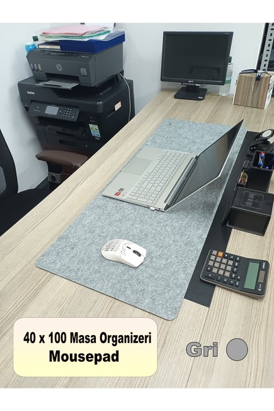 Self Power 40x100 cm Organizator pentru birou din pâslă gri deschis, organiza...