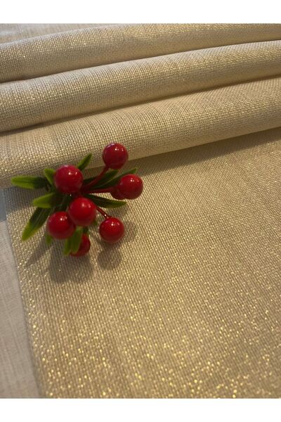 Zeren Home Linen Look Glitter Linen Gold Runner 40 x 160