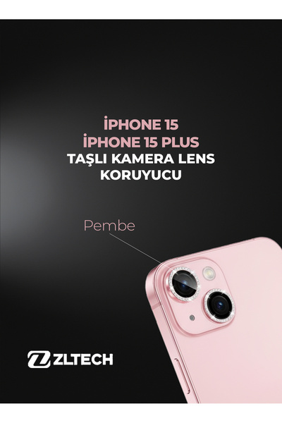 ZLTECH iPhone 15/15Plus Uyumlu Taşlı Kamera Lens Koruyucu