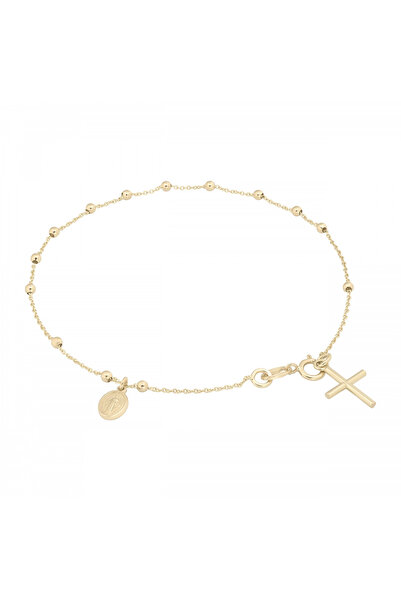 Sandra Ferretti Bratara Rozariu din Aur Galben de 18 K cu Cruciulita