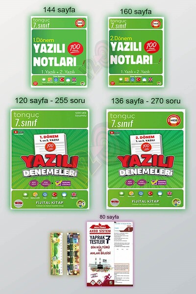 Tonguç Yayınları 7. Sınıf 1. 2. Dönem Yazılı Notları ve Denemeleri 2025-2026
