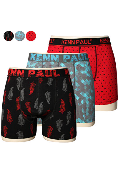 KENN PAUL 3'lü Boxer 3XL–6XL Büyük Beden – Desenli, Yumuşak Pamuk