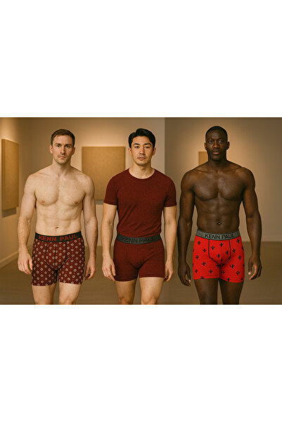 KENN PAUL 3'lü Boxer 3XL–6XL Büyük Beden – Desenli, Yumuşak Pamuk