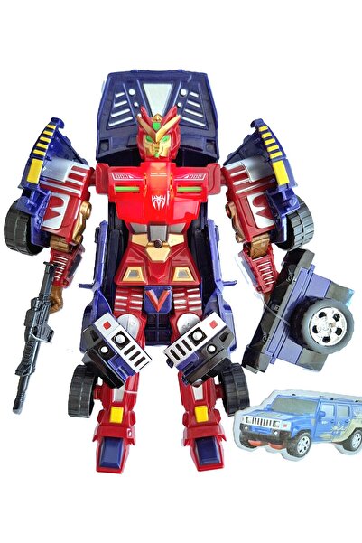 Vardem Oyuncak Transformers Tarzı Arabaya Dönüşen Sesli ve Işıklı Robot 22cm Dönüşüm Robot Oyuncak