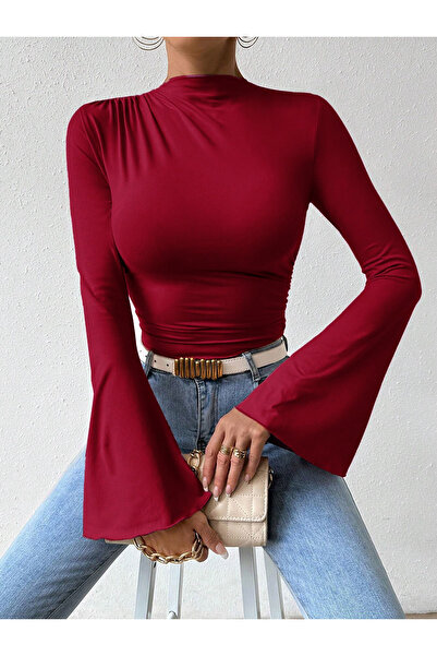 peelter Bluză spaniolă cu mâneci cu șnur în talie și gât pentru femei