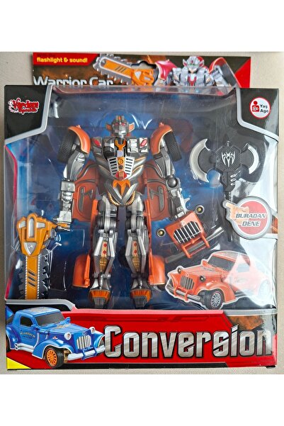 Vardem Transformers Tarzı Arabaya Dönüşen Sesli ve Işıklı Robot 19cm Dönüşüm Robot Oyuncak