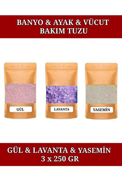 E.M.S AVM ملح الاستحمام بزيت الورد واللافندر والياسمين وحوض الاستحمام وملح الداكن للمانيكير والباديكير 3 × 250 جرام