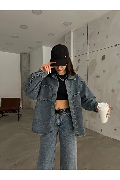 LB Laluna Butik Women's Casual Shirt Jacket Oversize Fit