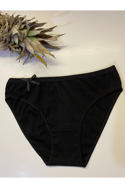 Kırmızı 6'lı Pamuklu Fitilli Beli Fiyonklu Rahat ve Şık Bikini Külot Seti –