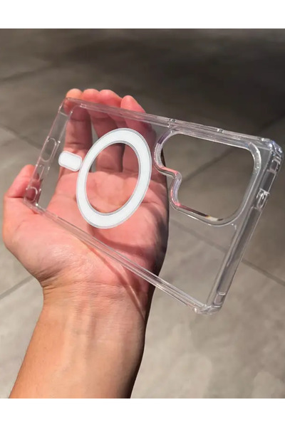 KVK PRİVACY Galaxy S24 Ultra Şeffaf MagSafe Kılıf Darbe Emici Silikon, Kamera Korumalı, Manyetik Uyumlu