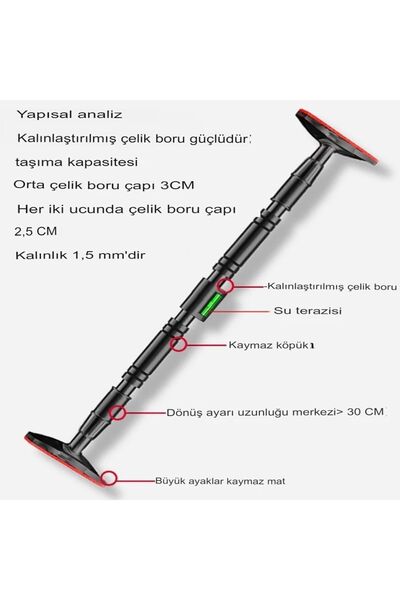 POBO Yeni Nesil 72-95CM Kapı Barı Koridor Barfiksi Barfix Spor Aleti Demiri Barfiks Çubuğu