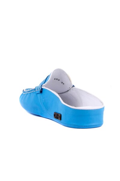 SailLakers - Turquoise Leather Women's House Slippers 109-557-X