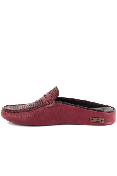 SailLakers - Δερμάτινες παντόφλες γυναικείες με πλεκτό σχέδιο, μπορντό 109-560-B