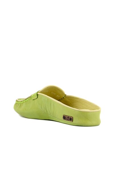 SailLakers - Light Green Leather Women's House Slippers 109-557-X