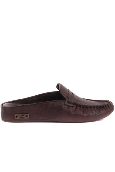 SailLakers - Кафяви кожени дамски домашни пантофи 109-560-B