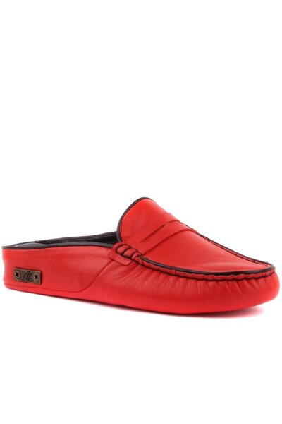 SailLakers - Червоні шкіряні жіночі домашні капці 109-557-X