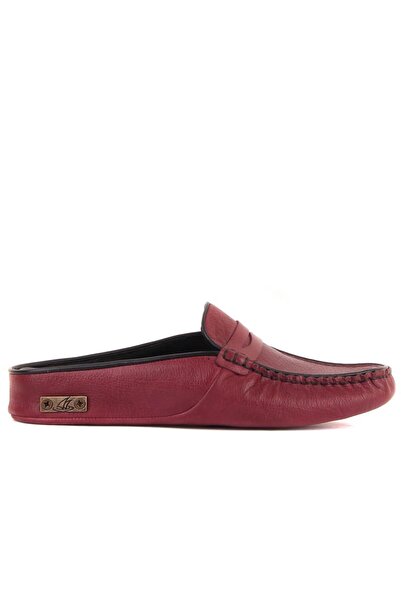 SailLakers - Бордові шкіряні жіночі домашні капці 109-557-X