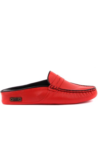 SailLakers - Червоні шкіряні жіночі домашні капці 109-557-X