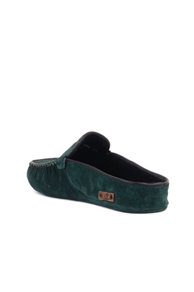 SailLakers - Γυναικείες παντόφλες εσωτερικού χώρου από δέρμα σουέτ πράσινου βενζινού 109-560-B