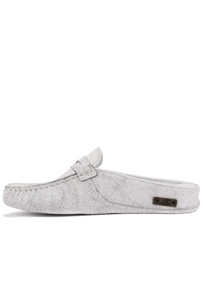 SailLakers - Λευκές δερμάτινες γυναικείες παντόφλες σπιτιού 109-557-X