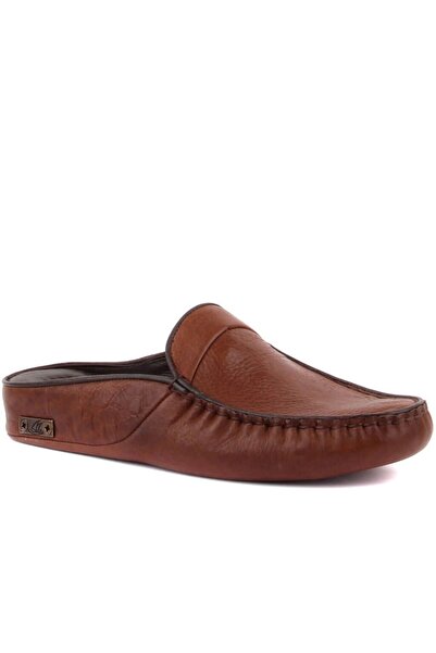 SailLakers - Ταν δερμάτινα ανδρικά παντόφλες σπιτιού 110-558-E