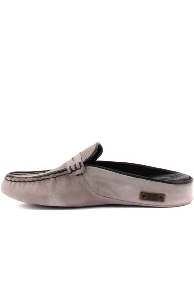 SailLakers - Γκρι δερμάτινες γυναικείες παντόφλες εσωτερικού χώρου 109-557-X