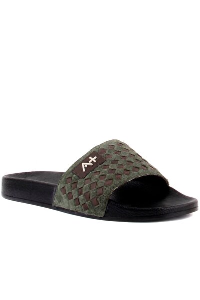 SailLakers Спеціальне виробництво - хакі, чорний колір, внутрішня частина, зовнішня частина зі шкіри, чоловічі тапочки із замші