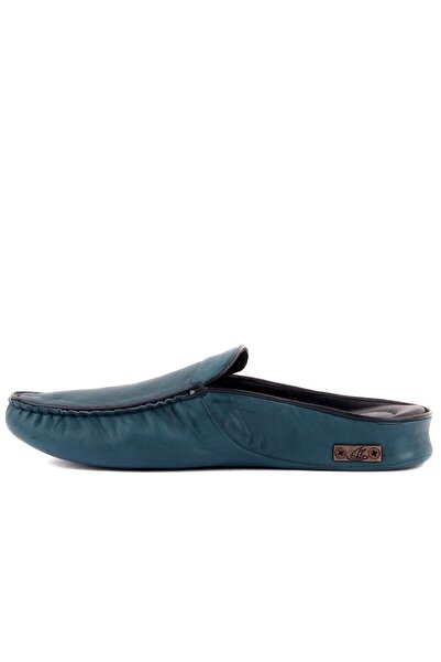 SailLakers - Ανδρικές παντόφλες από δέρμα Petrol Blue 110-547-X