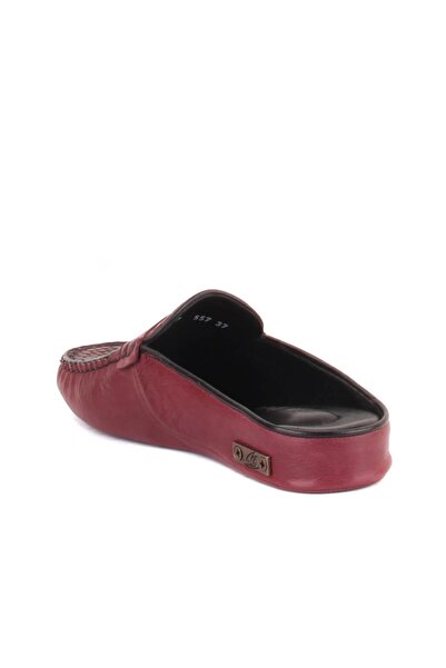 SailLakers - Δερμάτινες παντόφλες γυναικείες με πλεκτό σχέδιο, μπορντό 109-560-B