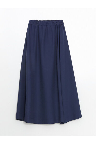 LC Waikiki LCW Skromna tamnoplava Lan suknja sa elastičnim strukom