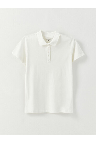 LC Waikiki Polo Yaka Düz Kısa Kollu Kadın Tişört