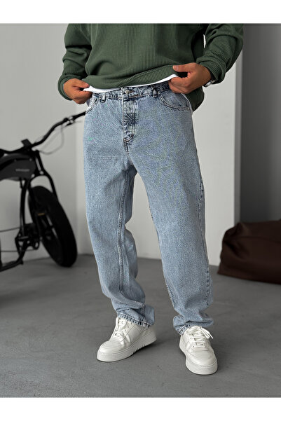 BYBASICMAN Blugi largi albastru deschis KE-250