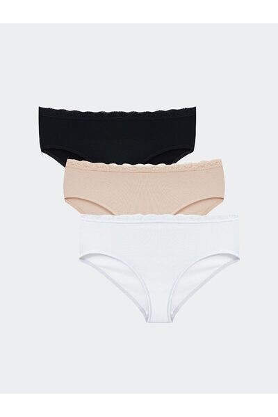 LC Waikiki Hilfa New Season Lace Detailed Hipster Panties 3-Pack