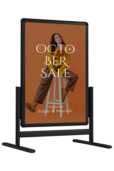 DESMARK B1 70x100 Maki Pano Alüminyum Kaldırım ve Reklam Panosu Siyah Renk Ayaklı Pano
