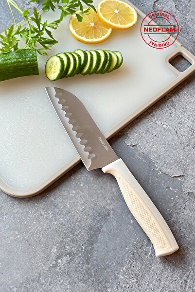 NEOFLAM Fika Microban Santoku Bıçak 13Cm, Bej