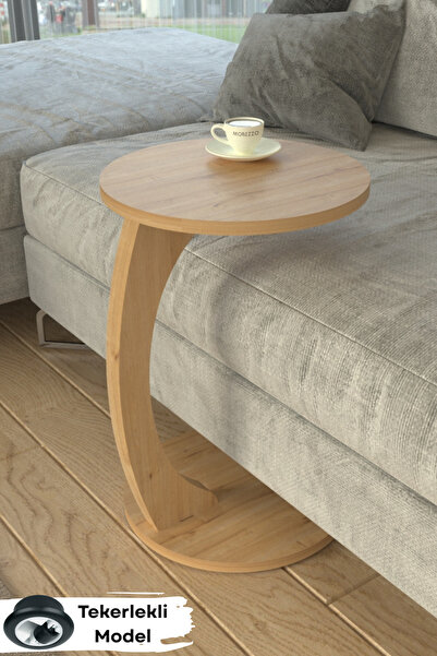 Limnizza Yuvarlak Tekerlekli C Sehpa Koltuk Yanı Laptop Masası Modern Zigon Y...