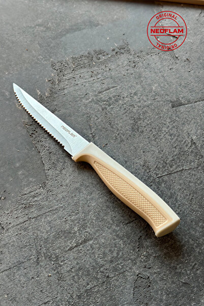 NEOFLAM Fika Tırtıklı Steak Bıçağı,11 Cm Bej