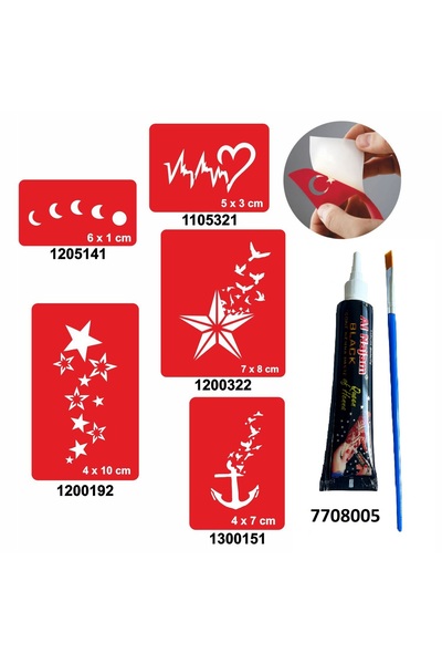 Genel Markalar Kalp Ve Yıldız Desenleri Hint Kınası Ile Geçici Dövme Yapma Seti