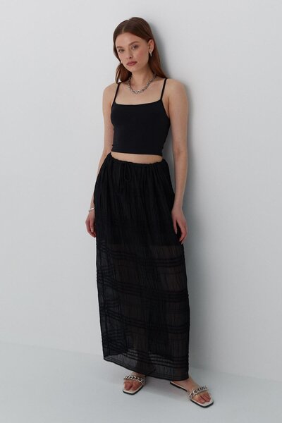 MARKALİSTE Підкладкова спідниця з підкладкою, довга, з шнурівкою, чорна