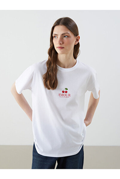 LC Waikiki Nevavm Cherry Printed 100% Cotton Women's T-Shirt with a Difference