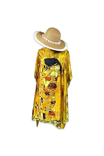 Intisimo Φόρεμα θαλάσσης, παρεό, μετάξι και βισκόζη, κίτρινο/μαύρο