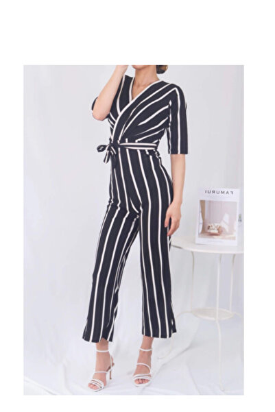 Intisimo Women's Jumpsuit, Casual-Elegant, Flared, S-M, Black/White