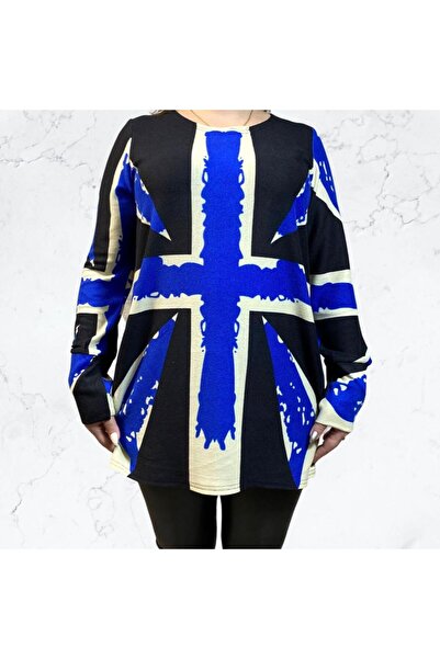 Intisimo Γυναικεία Μπλούζα, Μεγάλο Μέγεθος, Ένα Μέγεθος, Μαύρο/Μπλε/Λευκό