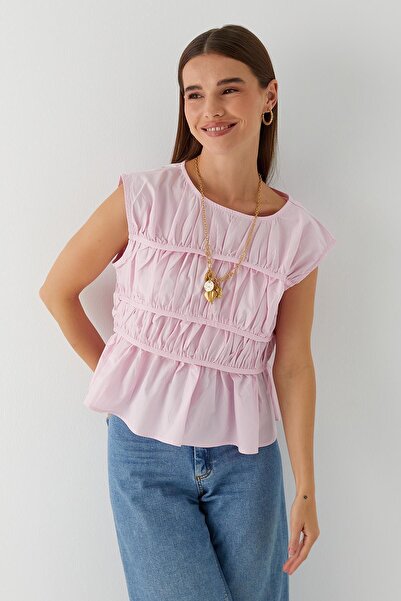 MARKALİSTE Μπλούζα με κορδόνι ροζ