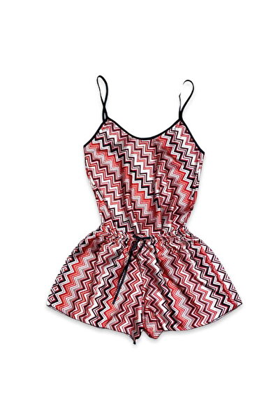 Intisimo Pijamale pentru femei, satin, 2 piese, imprimeu, roșu