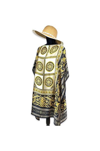 Intisimo Φόρεμα θαλάσσης, Παρεό, από μετάξι και βισκόζη, μαύρο/κίτρινο/μπεζ