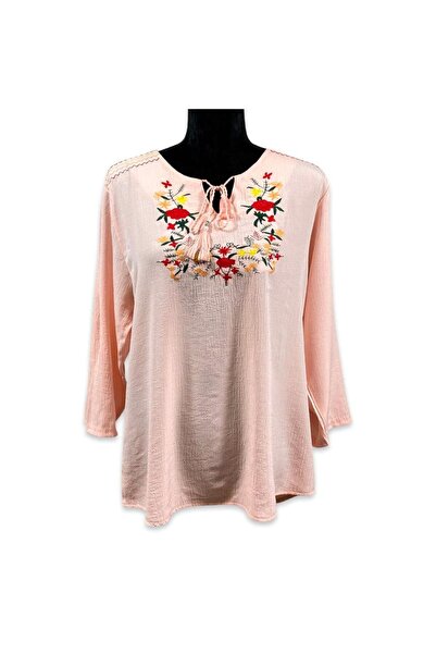 Intisimo Bluză de damă, motive tradiționale, roz/multicolor - 40/XL