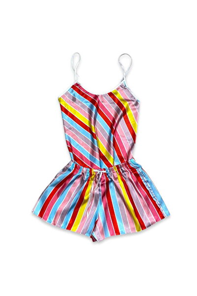 Intisimo Γυναικείες Πιτζάμες, Σατέν, 2 Τεμάχια, Ουράνιο Τόξο, Πολύχρωμες