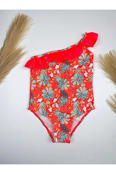 Intisimo Swimsuit, One-piece, For Girls, Orange/Multicolor - Size 12 3-4 years