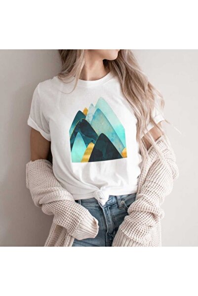 Intisimo Tricou damă, bumbac, Abstract Peaks, alb - L